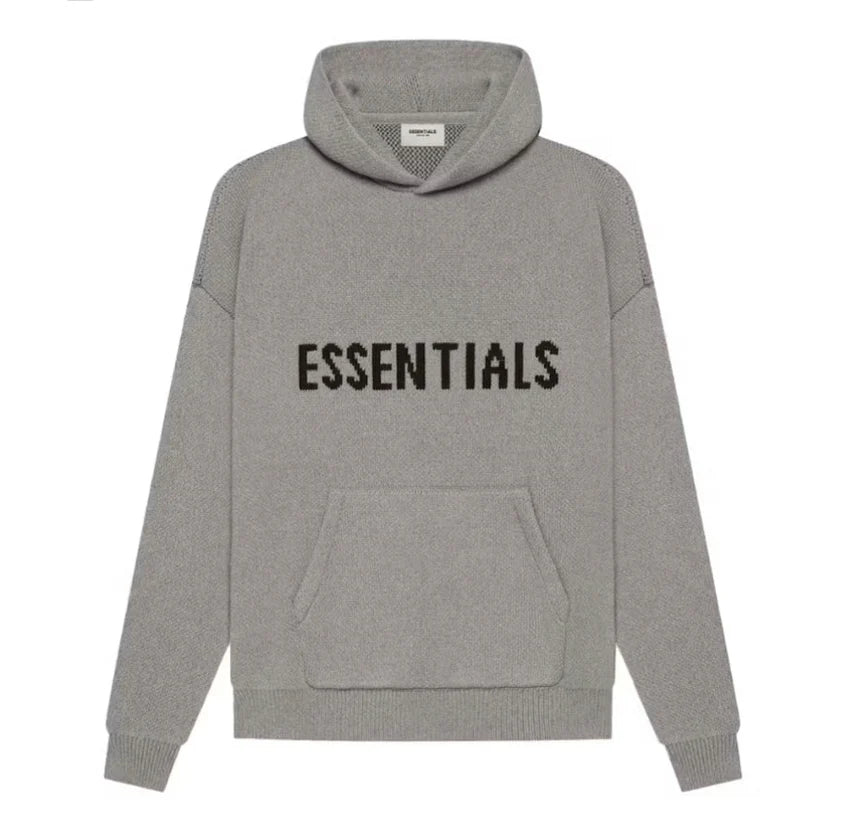 Essentials Knit Pullover Hoodie Grey