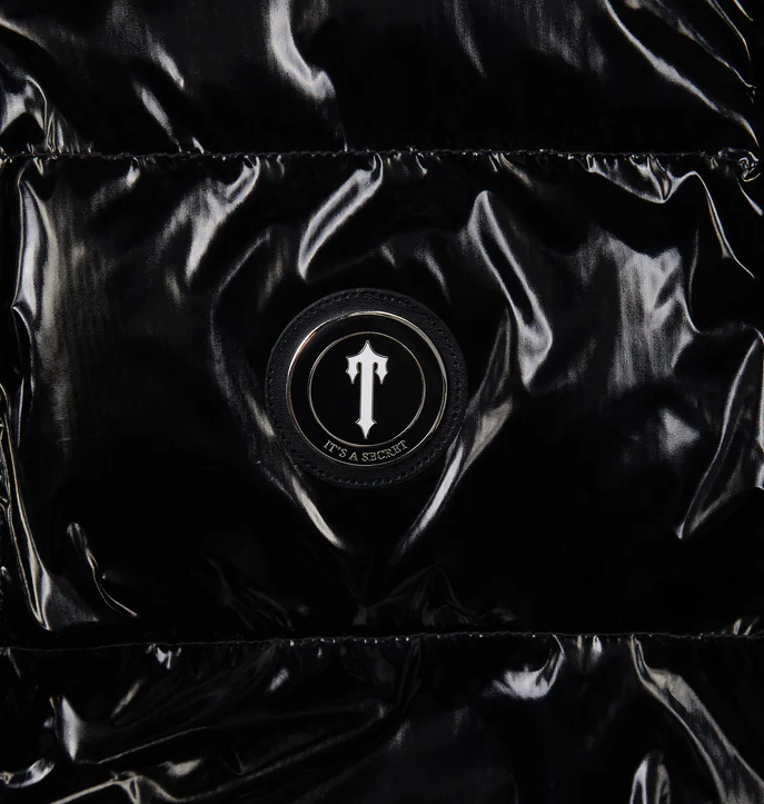 Womens Shiny Black Irongate Detachable Hooded Jacket
