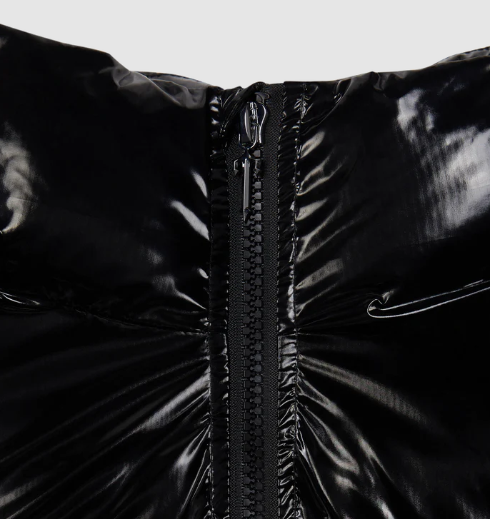 Womens Shiny Black Irongate Detachable Hooded Jacket