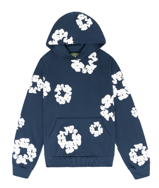 Cotton Wreath Hoodie Navy