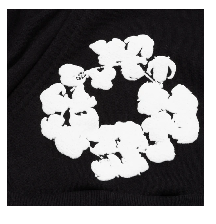 Cotton Wreath Hoodie Black