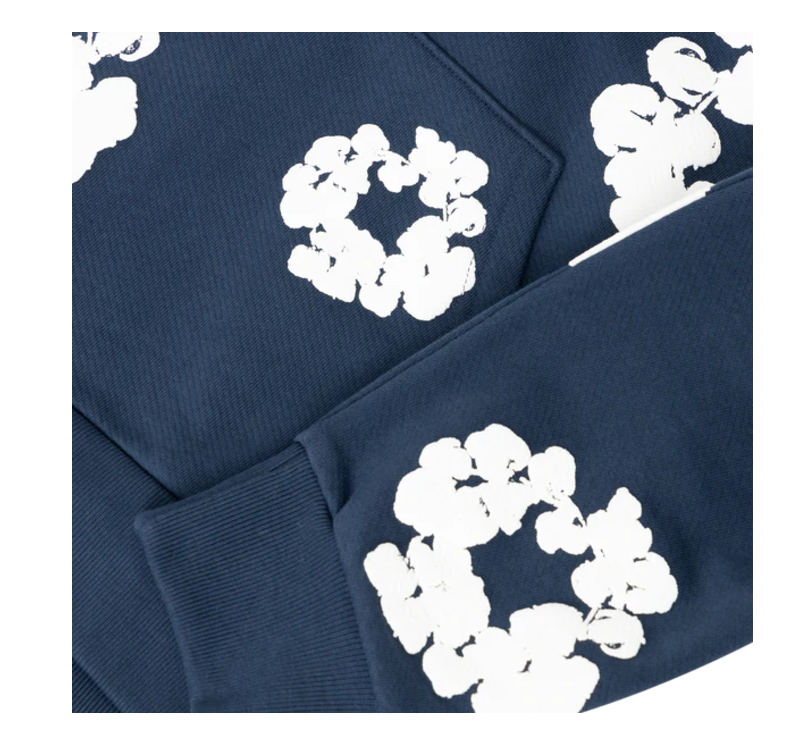 Cotton Wreath Hoodie Navy