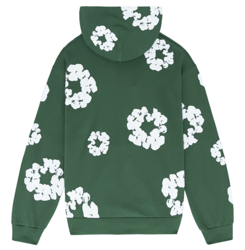 Cotton Wreath Hoodie Green