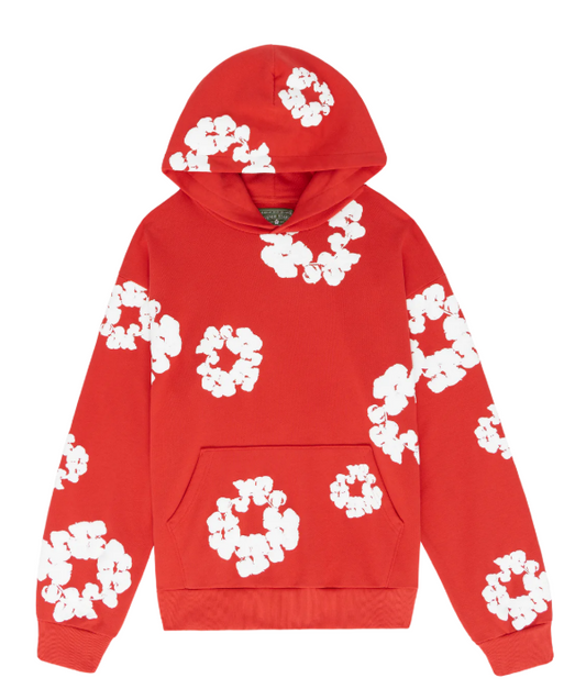 Cotton Wreath Hoodie Red