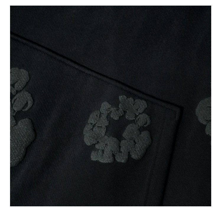 Cotton Wreath Hoodie Mono Black