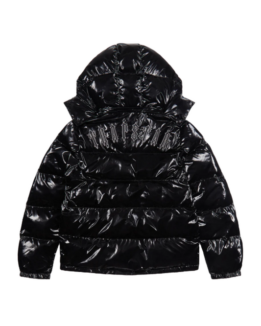Shiny Black Irongate Detachable Hooded Jacket