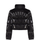 Womens Shiny Black Irongate Detachable Hooded Jacket
