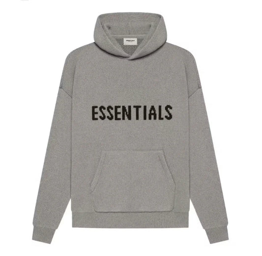 Essentials Knit Pullover Hoodie Grey
