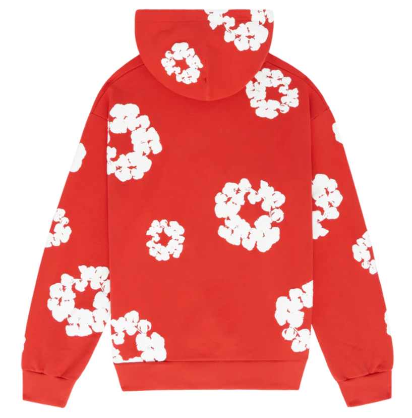 Cotton Wreath Hoodie Red