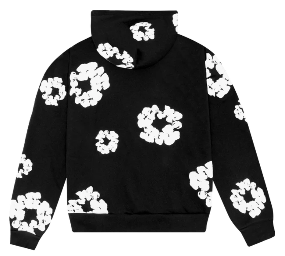 Cotton Wreath Hoodie Black
