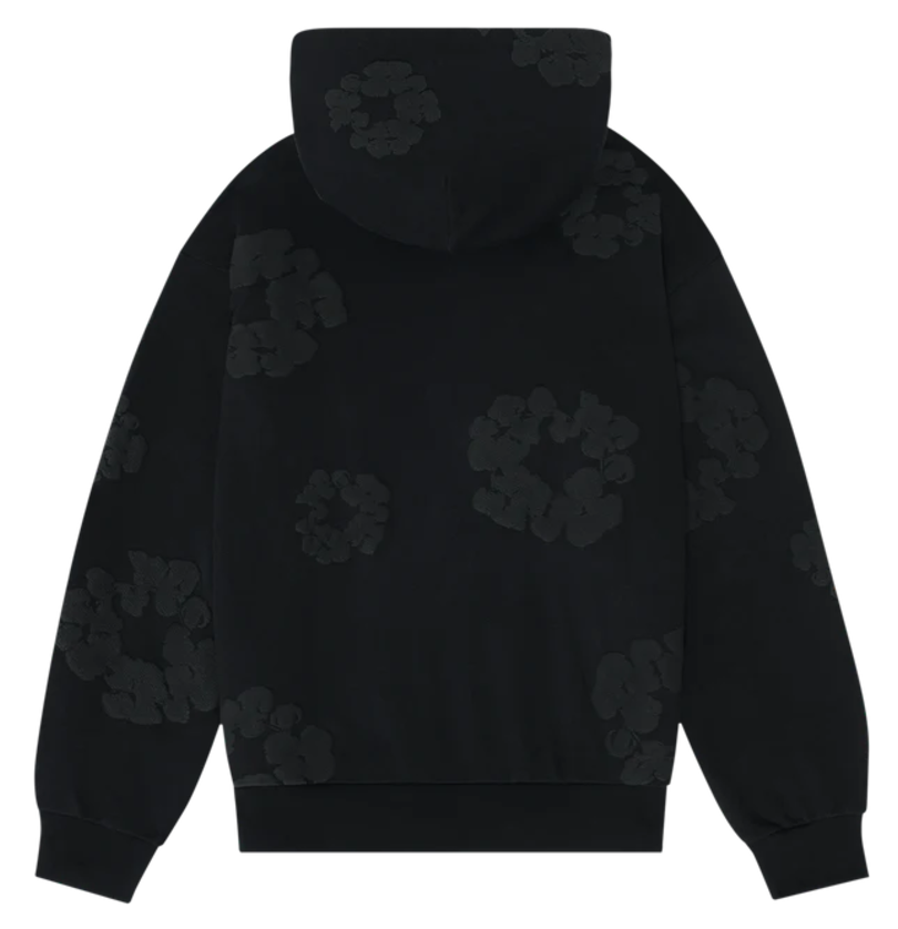 Cotton Wreath Hoodie Mono Black
